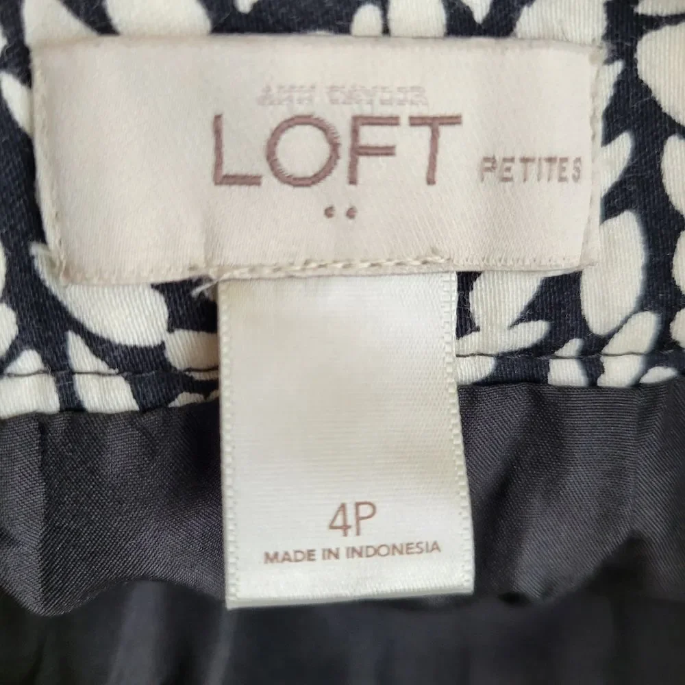 4P LOFT COTTON LINED BLACK & WHITE ZIP SKIRT 4 PETITE - Picture 8 of 11